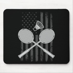 Badminton And Shuttle American Flag Mouse Pad