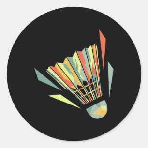 Badminton And Shuttle Classic Round Sticker