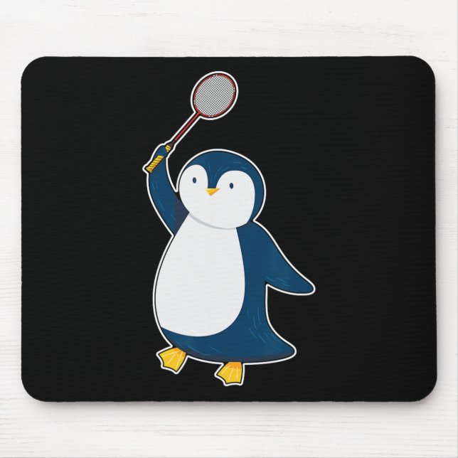 Badminton And Shuttle Player Penguin  Mouse Pad (Front)