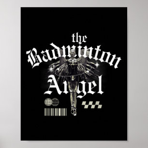 Badminton Angel Player Shuttle Racket Sports Poster