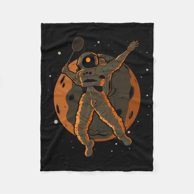 Badminton Astronaut Outer Space Spaceman  Fleece Blanket (Front)