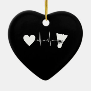 Badminton - Badminton Ball Heartbeat Ceramic Ornament