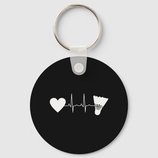 Badminton - Badminton Ball Heartbeat Key Ring (Front)