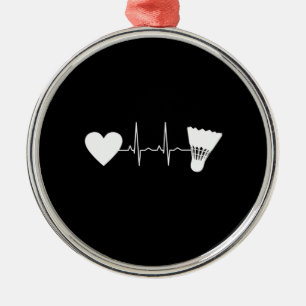 Badminton - Badminton Ball Heartbeat Metal Ornament