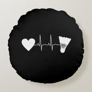 Badminton - Badminton Ball Heartbeat Round Cushion