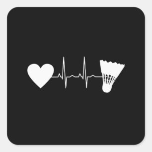 Badminton - Badminton Ball Heartbeat Square Sticker