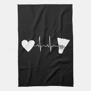 Badminton - Badminton Ball Heartbeat Tea Towel