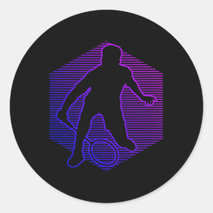 Badminton Badminton Player Men Women Shuttle  Classic Round Sticker