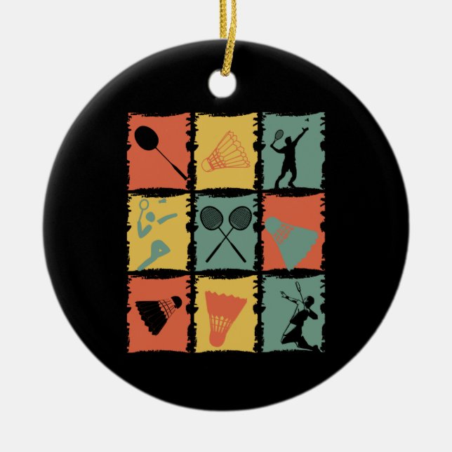 Badminton Badminton Player Retro Ceramic Ornament (Front)