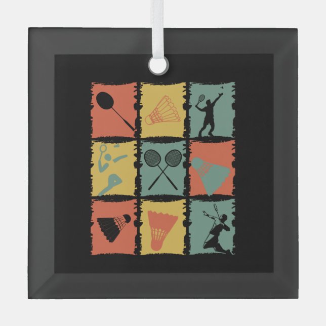 Badminton Badminton Player Retro Glass Tree Decoration (Front)