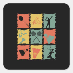 Badminton Badminton Player Retro Square Sticker