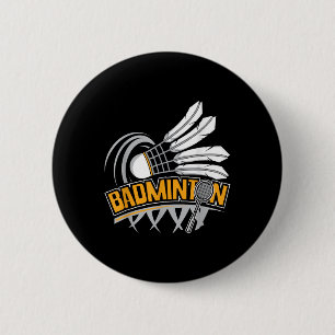Badminton - Badminton Player Shuttle Birdie 6 Cm Round Badge