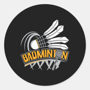Badminton - Badminton Player Shuttle Birdie Classic Round Sticker