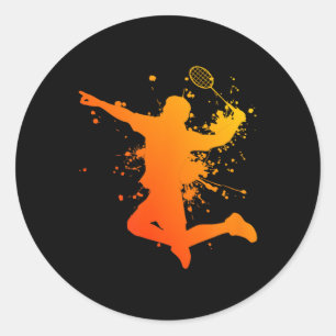 Badminton Badminton Player Squash Shuttle Classic Round Sticker