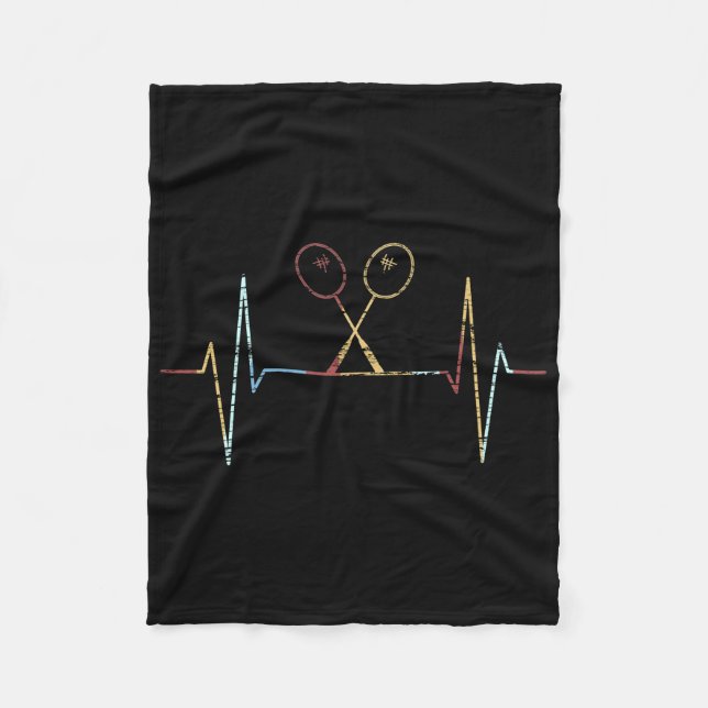Badminton - Badminton Racket Heartbeat Fleece Blanket (Front)