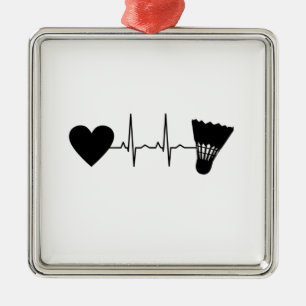 Badminton Ball Heartbeat Metal Ornament
