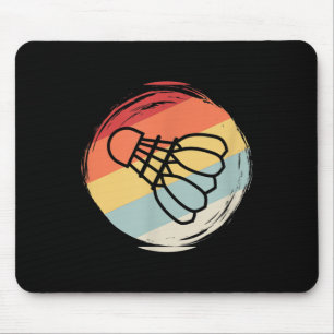 Badminton Ball Vintage 60s 70s Style Design, Badmi Mouse Pad