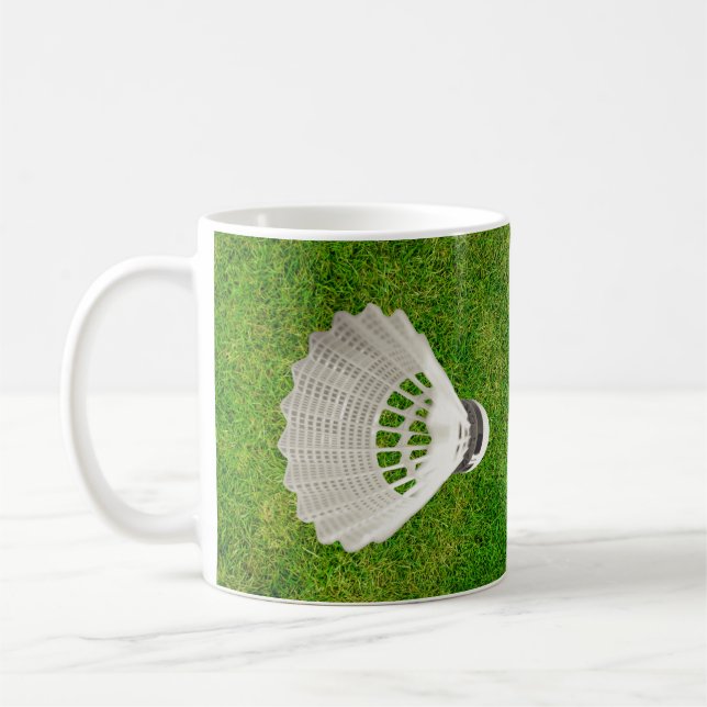 Badminton Birdie on Green Grass Mug (Left)