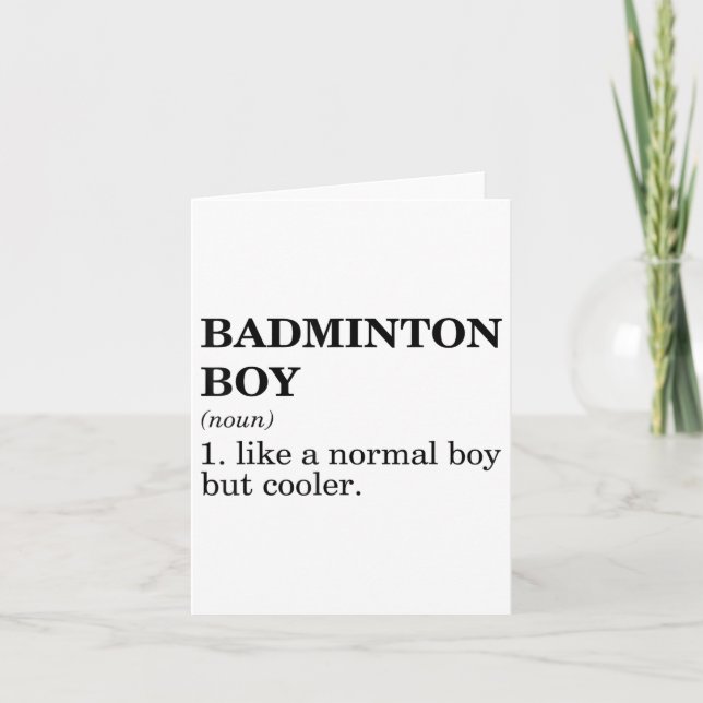 Badminton Boy Noun Definition Shuttle Badminton Pl Card (Front)