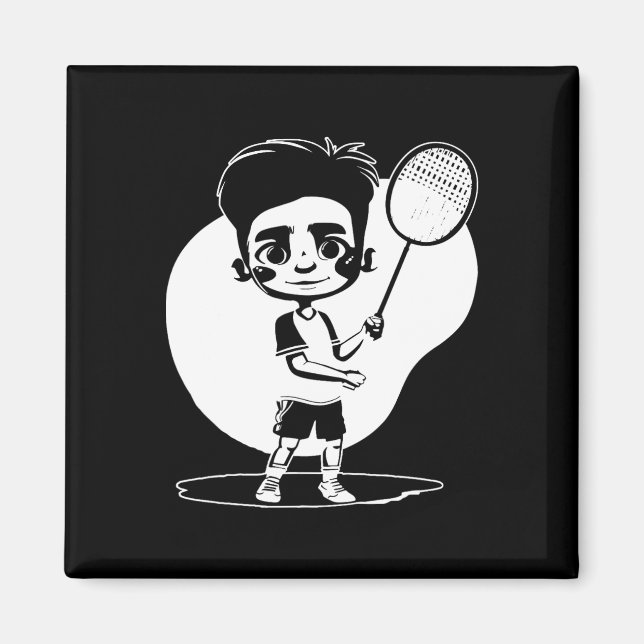 Badminton Boy Racket Sports Shuttle  Magnet (Front)