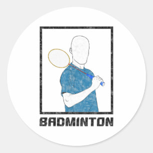 Badminton Boy Racquet Sport Man Strokes Classic Round Sticker