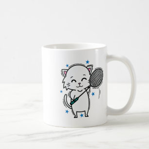 Badminton Cat Coffee Mug