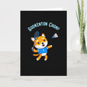 Badminton Champion Cute Dog Kids Sport Card