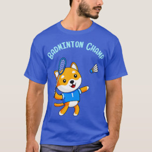 Badminton Champion Cute Dog Kids Sport T-Shirt