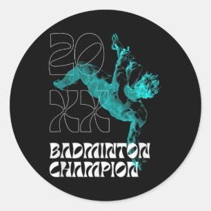 Badminton Champion Racket Shuttle Tournament Winne Classic Round Sticker
