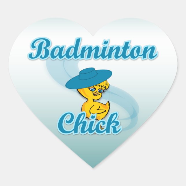 Badminton Chick #3 Heart Sticker (Front)