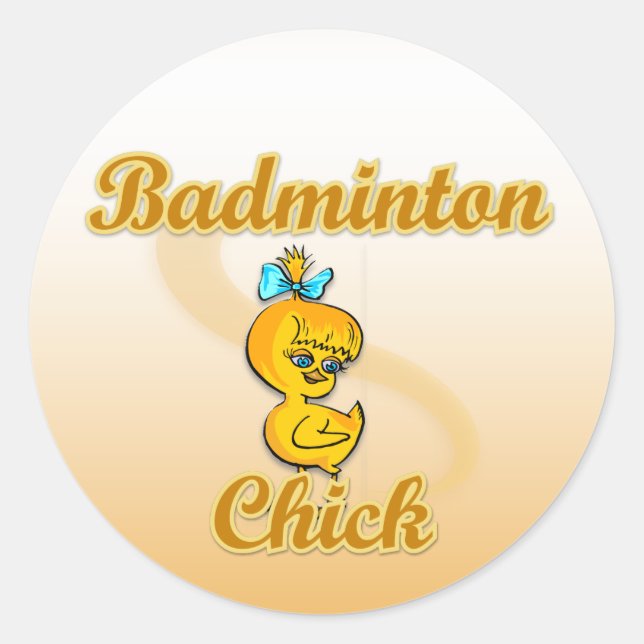 Badminton Chick Classic Round Sticker (Front)