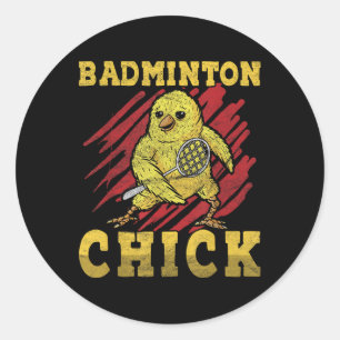 Badminton Chick Classic Round Sticker