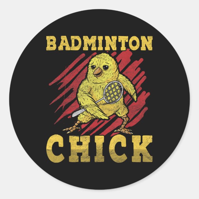 Badminton Chick  Classic Round Sticker (Front)