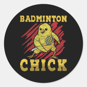 Badminton Chick Classic Round Sticker