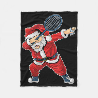 Badminton Christmas Dabbing Santa Claus With Shutt Fleece Blanket