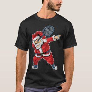 Badminton Christmas Dabbing Santa Claus With Shutt T-Shirt