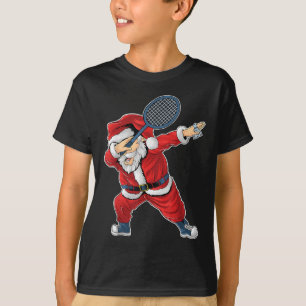 Badminton Christmas Dabbing Santa Claus With Shutt T-Shirt