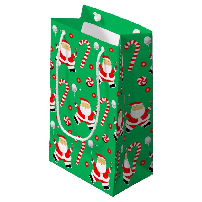 Badminton Christmas Holiday Gift Small Gift Bag (Front Angled)