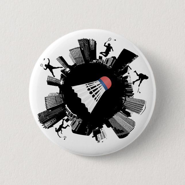 Badminton City 6 Cm Round Badge (Front)
