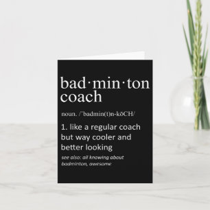 Badminton Coach Funny Dictionary Definition Coache Card