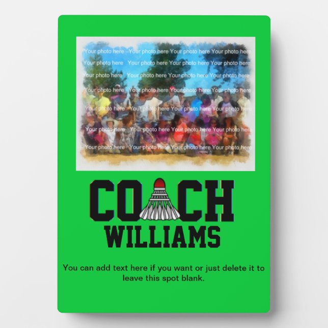 Badminton Coach - Personalised Plaque (Front)