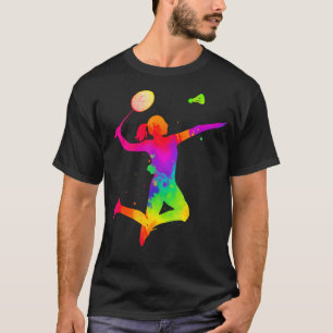 Badminton Colorful Steering Wheel Splash Racquet S T-Shirt