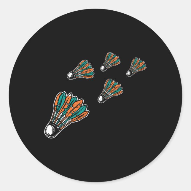 Badminton Colourful Shuttle For Badminton Player M Classic Round Sticker (Front)