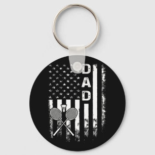 Badminton Dad American Flag Vintage Christmas Xmas Key Ring