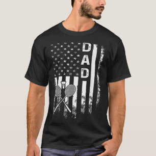 Badminton Dad American Flag Vintage Christmas Xmas T-Shirt