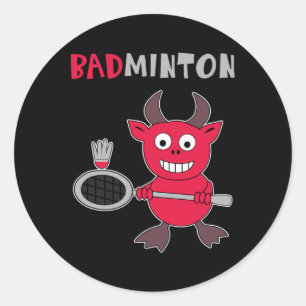 Badminton Devil Badminton Player Shuttle Sports Sm Classic Round Sticker