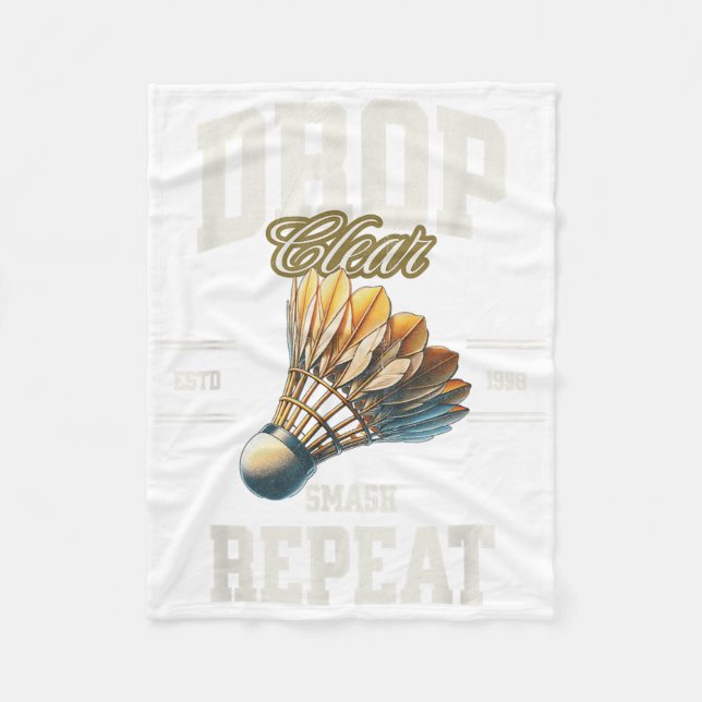 Badminton Drop Clear Smash Repeat Shuttle  Fleece Blanket (Front)