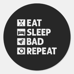 Badminton Eat Sleep Repeat Funny Shuttle Meme Classic Round Sticker