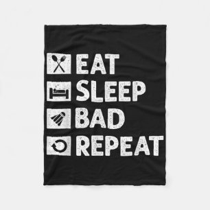 Badminton Eat Sleep Repeat Funny Shuttle Meme Fleece Blanket