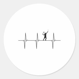 Badminton Ecg Heartbeat Shuttle Pulse Frequency 1 Classic Round Sticker